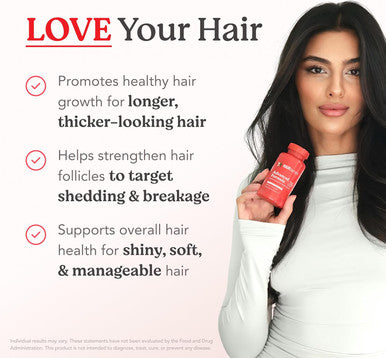 HAIRtamin Advanced Formula Hair Growth Supplement for Women & Men Supports Stronger Longer Visibly Thicker Hair With 5000 mcg Biotin Vitamins & Antioxidants 100% Vegan 1 Month Supply