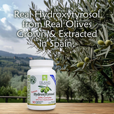 Island Nutrition , 20% Hydroxytyrosol Complex Olive Fruit Extract - Super Strength 100% Grown & Extracted In Spain. 90 Capsules, 100 Mg, From The Maker Of Real European Olive Leaf Extract
