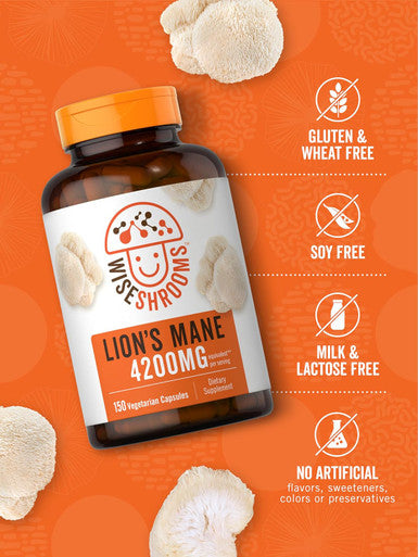 Carlyle Lions Mane Supplement Capsules 4200 mg | 150 Count | Vegetarian Non-GMO Gluten | Wiseshrooms