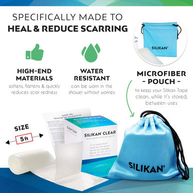 Clear Gel Silicone Scar Tape-See Through Silicon Medical Grade Stripsscar Repair Sheet Transparent Burn Breast Face Discover Acne Scars Solution Removal Must Haves-5 Foot Roll-No Messy Cream Silikan