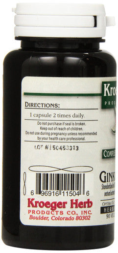 Kroeger Herb Ginkgo Biloba Vegetarian Capsules, 90 Count