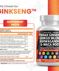 Panax Ginseng 10000mg Ginkgo Biloba 4000mg Ashwagan Maca Root 3000mg - Focus Pills & Brain Supplement for Women and Men with Pine Bark Extract, Garlic, and Saw Palmetto - 60 Caps