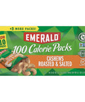 Emerald Nuts Roasted and Salted Cashews 7ct (1-Pack), 100-Calorie Individual Packs, Plant-Based Protein, Kosher Certified, Non-GMO, Contains No Artificial Preservatives, Flavors or Synthetic Colors