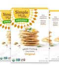Simple Mills Organic Seed Crackers, Original, Gluten Free, Flax Seed, Sunflower Seeds, Corn Free, Low-Calorie Snacks, Plant Based, Nutrient Dense, 4.25oz, 3 Count