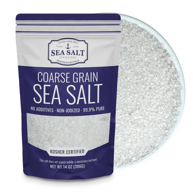 Sea Salt Superstore Coarse Sea Salt for Grinder Refill Coarse Grain her Salt Non-Iodized Coarse Salt for Cooking Mineral-Rich Unrefined Baja Salt 14 oz Bag
