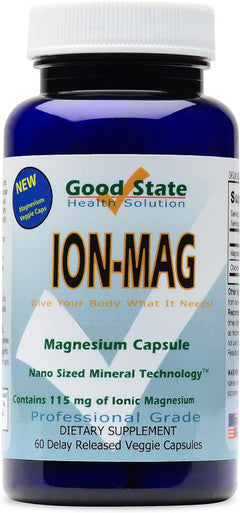 Good State Ion-Mag Ionic Magnesium Nano Sized Mineral Technology Supports Healthy Breathing & Cardiovascular Health 115 Mg Per Serving 60 Capsules