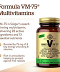 Solgar Formula Vm-75 60 Vegetable Capsules - Multivitamin With Chelated Minerals - Vitamin A B6 B12 C D E - Biotin Magnesium Calcium Iron Zinc - Vegan Gluten Free Dairy Free - 60 Servings