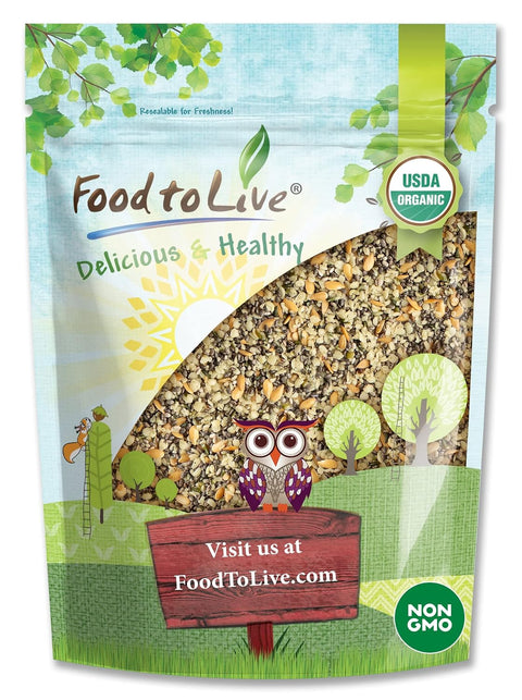 Food to Live Organic Chia, Flax, and Hemp Seeds Mix, 12 Ounces Ã¢â‚¬â€œ A Non-GMO Blend of Hemp Hearts, Whole Black Chia and Golden Flax Seeds, Vegan, Kosher, Bulk. Great for Smoothies, Shakes and Salads