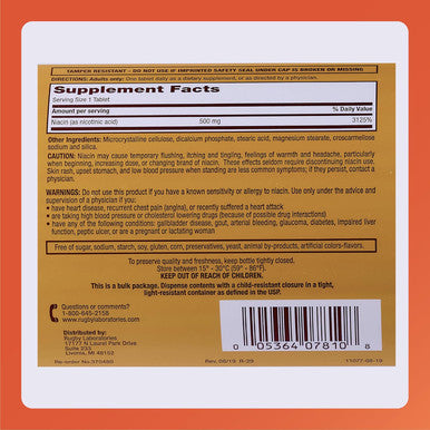 Rugby Niacin 500Mg - Vitamin B3 Supplement For Men And Women - 1,000 Tablets