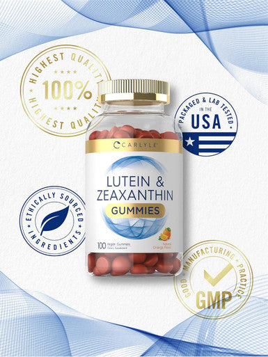 Carlyle Lutein and Zeaxanthin Gummies | 20mg of Lutein Supplement | 100 Orange Flavor Vegan Gummies | Non-GMO Gluten