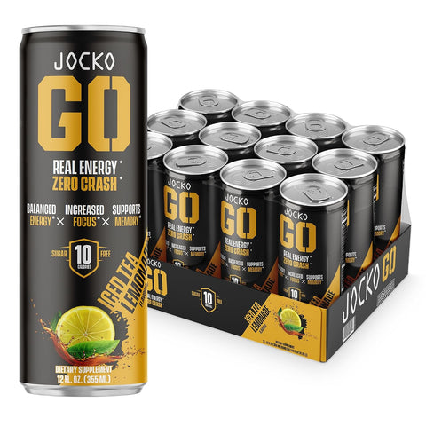 Jocko GO Energy Drink - Keto, Vitamin B12, Vitamin B6, Electrolytes, L Theanine, Magnesium- Energy Boost, Sugar Free Nootropic Monk Fruit Blend - 12 Pack (Pink Lemonade)
