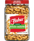 Fisher Snack Premium Whole Cashews, 24 Ounces, Roasted with Sea Salt, No Artificial Colors or Flavors, 100% Recyclable | Roasted With Sea Salt, No Artificial Colors Or Flavors, 100% Recyclable Packaging