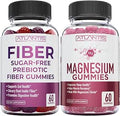 Atlantis Nutrition Sugar Prebiotic Fiber Gummies for Adults 2Pack (120 Gummies) + Magnesium Gummies 770 MG Magnesium Citrate 60 Gummies