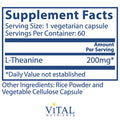 Vital Nutrients LTheanine 200 mg Supports Normal Stress Levels and Cognitive Function 60 Capsules per Bottle
