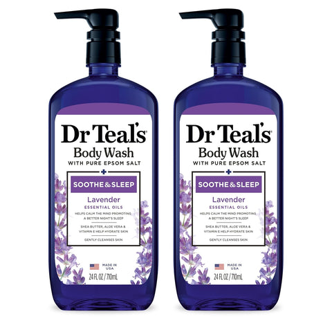 Dr Teal's Body Wash with Pure Epsom Salt, Cannabis Sativa Hemp Seed Oil, 24 fl oz (Pack of 2)