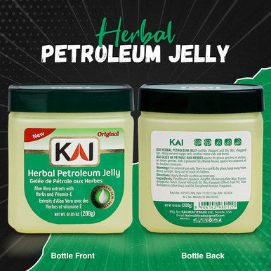KAI Herbal Petroleum Jelly with Aloe Vera and Vitamin E for Soothing Chapped and Dry Skin Lips Nail Fresh Scent