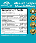 NaturaLife Labs Vitamin B Complex with Vitamin C and Folic Acid - B12, B1, B2, B3, Vitamin B5 Pantothenic Acid, B6, B7, B9 - Nervous System Support 100 Veggie Capsules