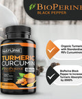 Built Nature Turmeric Supplement Tumeric Curcumin With Black Pepper And Ginger Curcuma Bioperine - 95% Curcuminoids Max Absorption, Natural Joint & Antioxidant, Non-Gmo, Vegan Gluten Free 60 Capsules