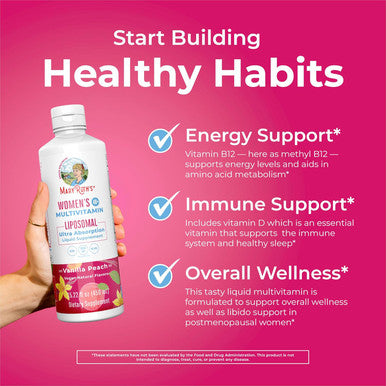 Maryruth Organics Multivitamin for Women 40+ Womens Multivitamin Liposomal Immune Support Supplement Energy Supplements & Sleep Aid Methylated Multivitamin Vegan Sugar Non-GMO 15.22 Fl Oz