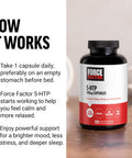Force Factor 5HTP Sleep Aid and Mood Support Supplement Extra Strength 5 HTP Natural Sleep Supplement for Adults to Support Calm and Stress Balance Vegan Non-GMO 120 Capsules