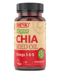 Deva Vegan Vitamins Chia Seed Oil, Packed with Omega 3, 6, 9 & Other Essential Fatty Acids, Cold-Pressed & Unrefined, 90 Capsules, 1-Pack