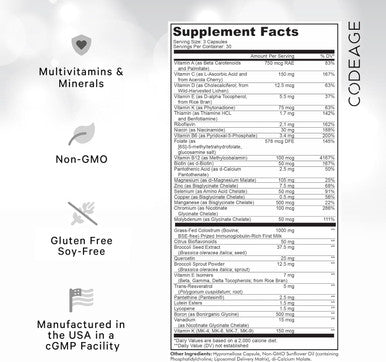 Codeage Multivitamin Recovery Elite Max Supplement - Vitamins A C D E B-Complex Essential Minerals Antioxidants Colostrum Phytonutrients Pantethine Non-GMO Sport Multivitamins - 90 Capsules