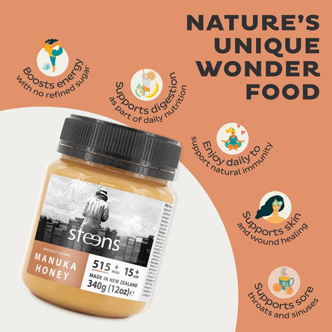 STEENS NZ Beekeeper 15Plus Manuka Honey, 340 GR