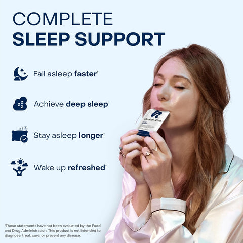 Healthycell Rem Sleep Aid Supplement For Adults - Liquid Gel Extra Strength Sleep Supplement With Melatonin Magnesium L-Theanine Gaba & Natural Calming Herbs - 30 Gel Packs Cherry Flavored
