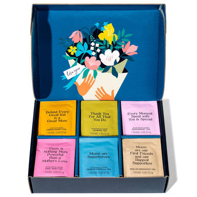 Thoughtfully Gourmet Best Mom Ever Tea Set Tea Sampler Includes 6 Flavors of Tea with Inspirational Quotes Great s for Mom Set of 90