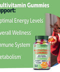 Yuve Vegan Multivitamin Gummies For Men And Women - Daily Energy, Strength, Immunity - Vitamin A, C, B3, B6, B12, Biotin & Zinc - Delicious Chewable Supplement - Non-Gmo, Gluten & Gelatin-Free - 60Ct
