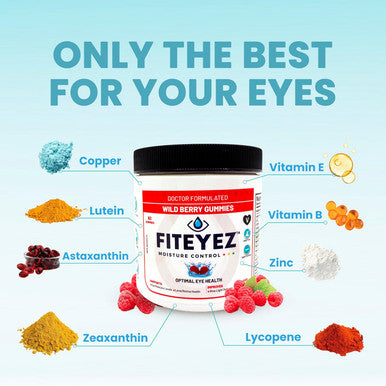 Fiteyez Eye Vitamins For Macular Support 60 Count Wild Berry Vitamin Gummies For Dry Eye Relief Blue Light Eye Vitamins Non-Gmo No Gluten Eye Supplements For Adults