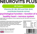 Lindens Neurovits Plus Tablets - 90 Pack - Contains Vitamin B1, B6, B12 & Folic Acid Contributes Towards Normal Psychological Function Healthy Heart & Nervous System