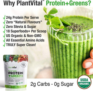Plantvital Bundle Unflavored Organic Vegan Protein Powder - 18 Superfoods, And Whole Foods Multivitamins With 56 Superfoods For Your Daily Nutrients Needs.