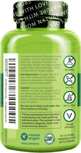 Naturelo Quercetin Citrus Bioflavonoid Supports Immune Health And Overall Well Being 120 Quercetin 500Mg Capsules