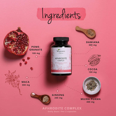 Aphrodite Complex VegaveroÃƒâ€šÃ‚Â® | with Muira Puama, Panax Ginseng, Pomegranate + Maca Root Extract | Libido Booster for Women | 100% Vegan | NO Additives | 120 Capsules