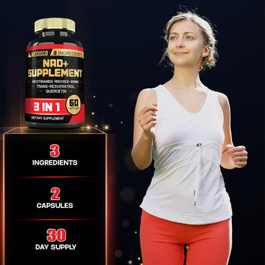 3In1 Nad+ Supplement 1200Mg - Nicotinamide Riboside With Trans Resveratrol & Quercetin - Cellular Activity, Immune, Aging Health - 60 Count Supply For 30 Days