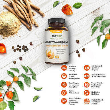Ashwagandha Immune Support Maximum Potency Made with Organic Ashwagandha for Vitality Sleep Immune Support with Vitamins C B E Elderberry Turmeric Powerful Immune Boosters