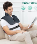 Snailax Heating Pad For Neck And Shoulders, Electric Heat Pad For Back Pain, Weighted Heated Wrap, 24V Safety Volt. Heating Pads With Massager, 2 Heat Levels & 5 Massage Modes, Gifts