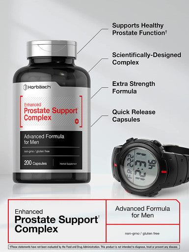 Enhanced Prostate Supplement for Men | 200 Capsules | Prostate Herbal Complex | Non-GMO, Gluten Free | by Horbaach