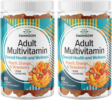 Swanson Mixed Fruit Multivitamin Adult Gummies - Daily Wellness Support for Adults - Formula for Overall Health & Wellness - 60 Gummies (2 Pack)