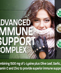 Bronson L-Lysine Defense Immune Support Complex 1500 Mg L-Lysine Plus Olive Leaf, Garlic, Vitamin C And Zinc - Non-Gmo, 250 Vegetarian Capsules