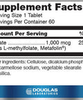Douglas Laboratories Methyl Folate L-5-Mthf - 1,000 Mcg Metafolin - Vitamin B Folate - Supports Homocysteine Metabolism & Fetal Development - Non-Gmo - 60 Tablets