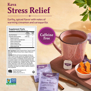 Yogi Tea Stress Relief & Herbal Tea Variety Pack - 16 Tea Bags per Pack (6 Packs) - Organic Herbal Tea Sampler - Includes Bedtime Tea Kava Stress Relief Tea Soothing Caramel Bedtime Tea & More