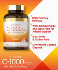 Carlyle Vitamin C 1000Mg With Bioflavonoids | 250 Caplets | With Rose Hips | Vegetarian, Non-Gmo, Gluten Free
