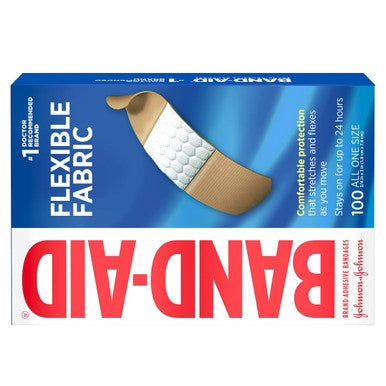 Band-Aid Flexible Fabric Adhesive Bandages 3/4 Inch X 3 Inches 100 Count (Pack Of 4)