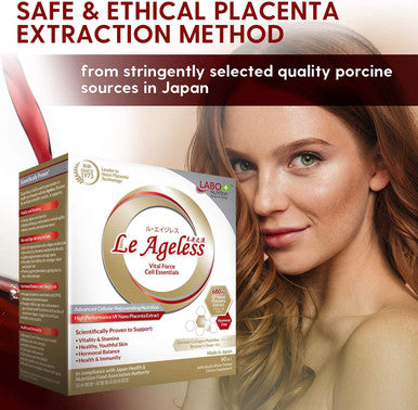 LABO Nutrition Le Ageless Capsule Le Revital Serum Placenta Cell Rejuvenating Therapy from Japan Enhanced with Nano Collagen Placenta Extract Support Healthy Aging Reduce Wrinkles Dark Spot