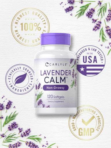 Carlyle Lavender Pills | 80 Mg | 120 Softgel Capsules | Calm & Non-Drowsy Formula | Non-Gmo & Gluten Free Supplement