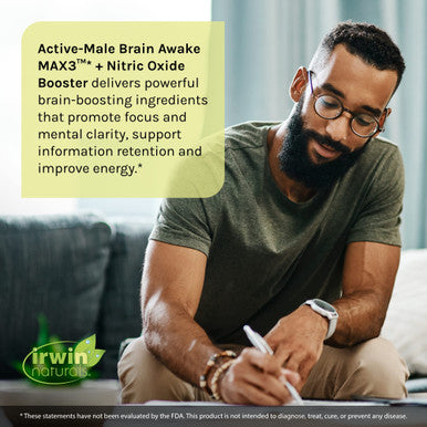 Irwin Naturals Brain Awake Max3 + Nitric Oxide Booster 60 Count