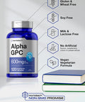 Alpha GPC 600mg | 120 Capsules | Vegetarian, Non-GMO & Gluten Free Choline Supplement | Supports Healthy Memory, Focus and Clarity | by Horbaach