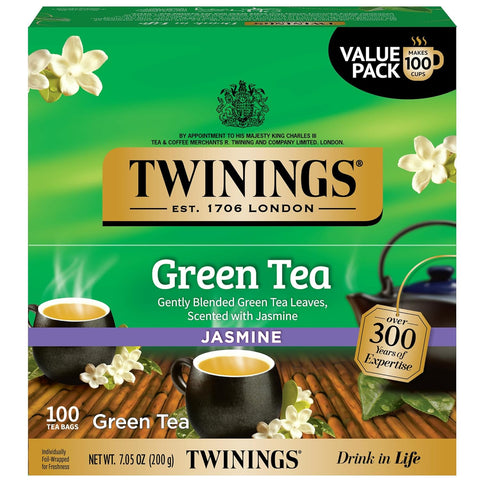 Twinings Lemon & Ginger, Caffeine-Free Herbal Tea Bags, 100 CT Box (1 Pack) | Spicy & Tangy, Ginger, Lemon Peel, Lemongrass, Blackberry Leaves, Soothe Digestion, 100 Foil Lined Individually Wrapped Bags